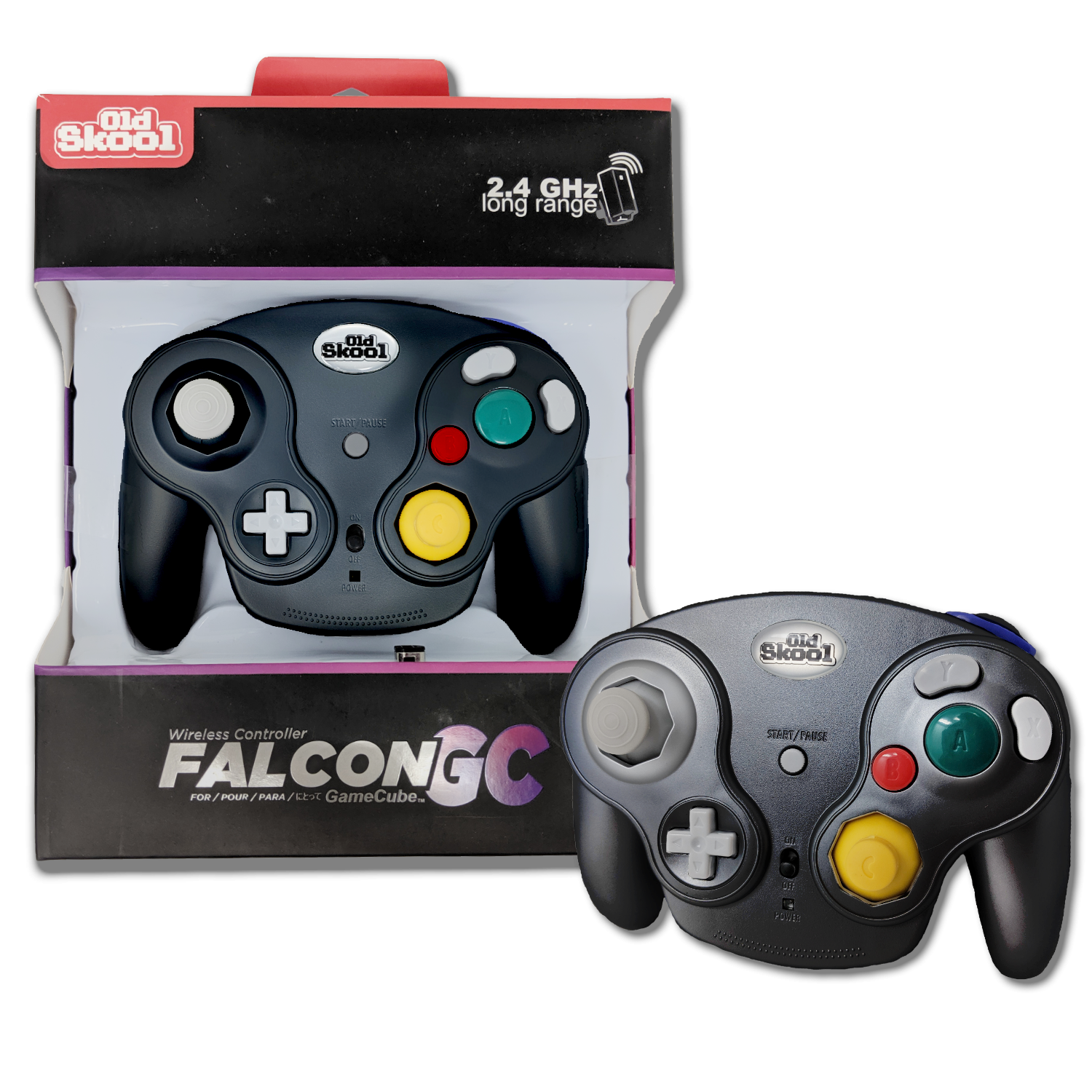 Nintendo Gamecube Falcon Wireless Black Controller - Old Skool